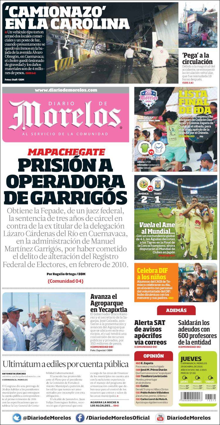Diario de Morelos, Morelos