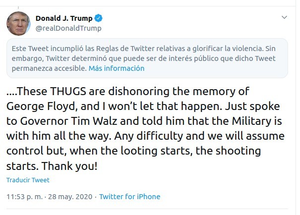Trump amenaza a los manifestantes en twitter