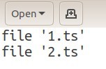 f.txt es un archivo de texto con el nombre de los archivos a concatenar
