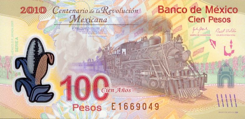 Anverso Billete de 100 pesos, conmemorativo del inicio de la Revolucion Mexicana 