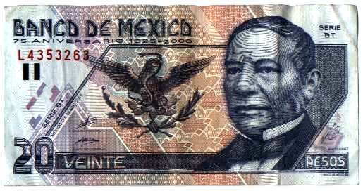 Billete de 20 pesos Mexico